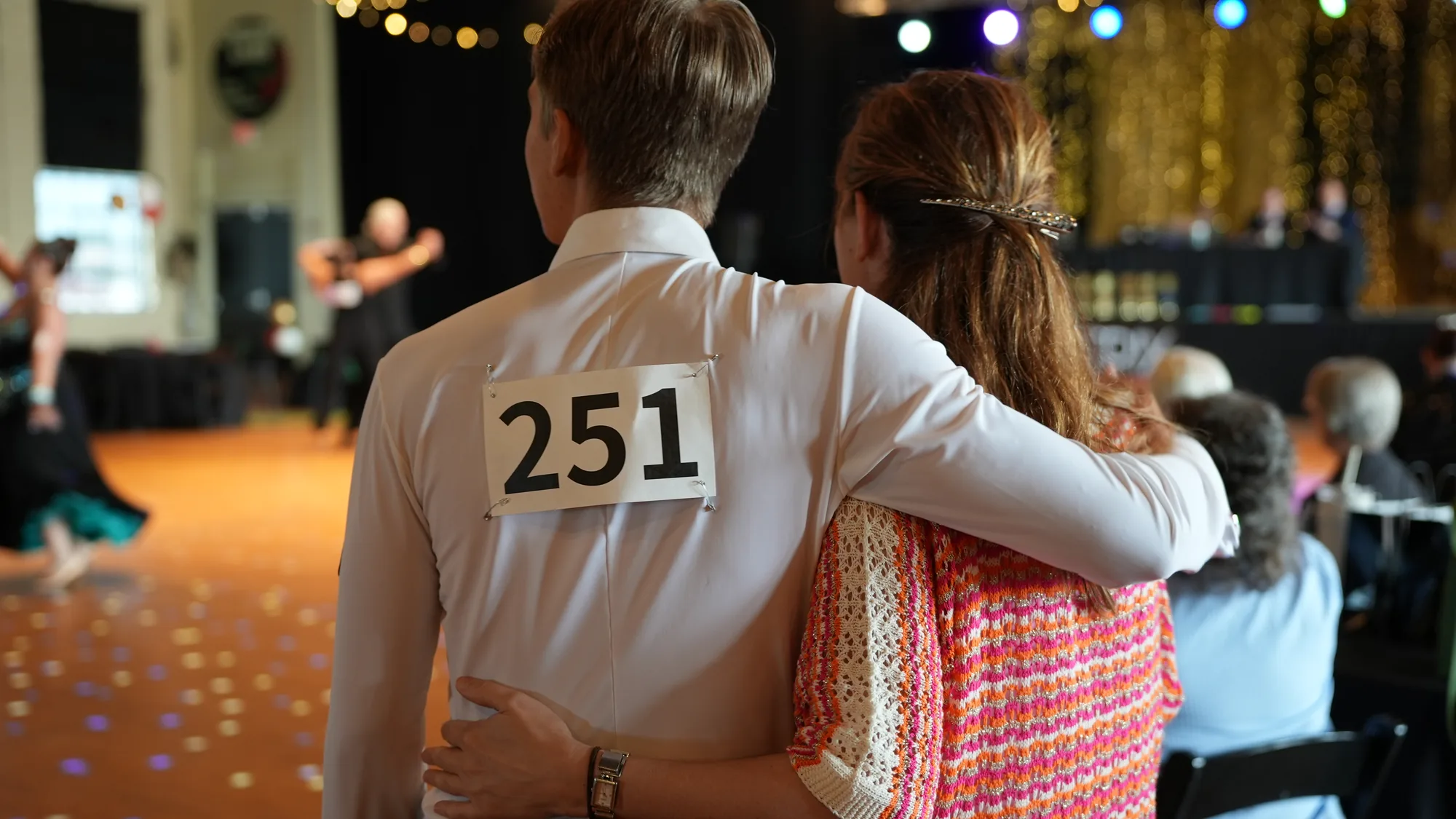 A competitor waiting to take the floor